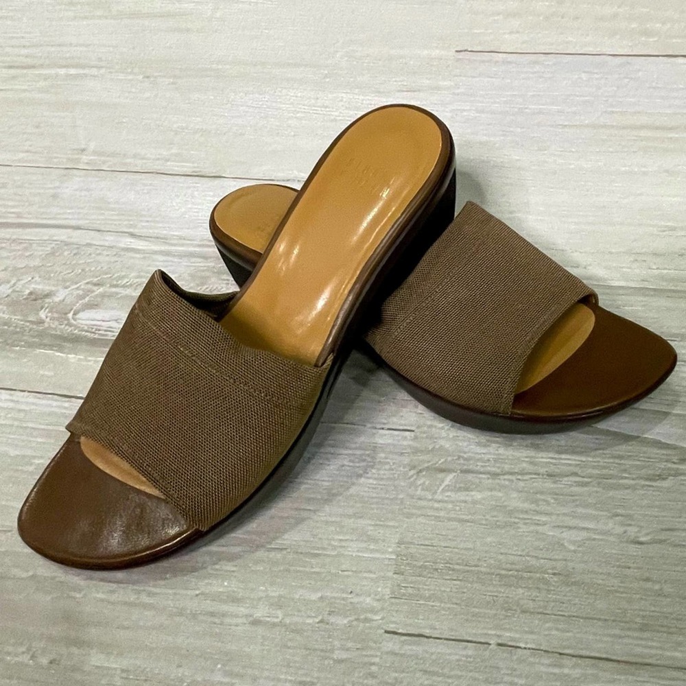 Stuart Weitzman Bronze Platform Wedge Slide Sandal Size 7.5